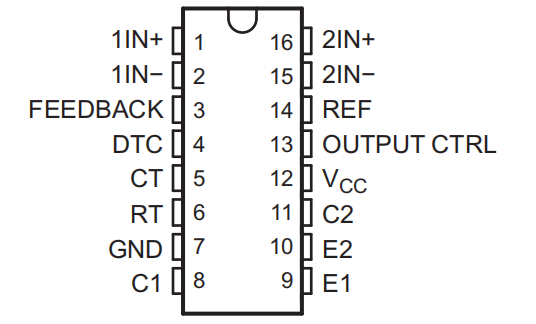 TL494 pin function diagram, TL494 typical application circuit diagram