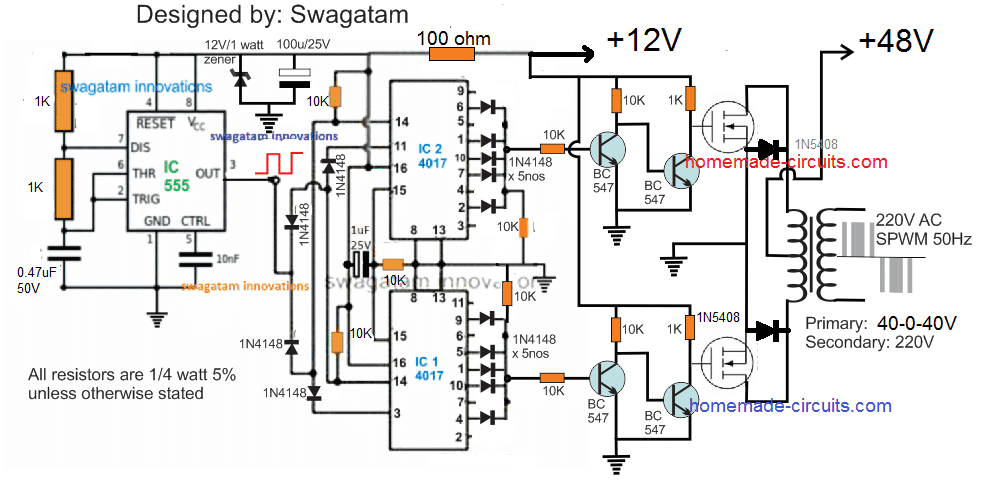 SPWM 1500W Inverter Circuit