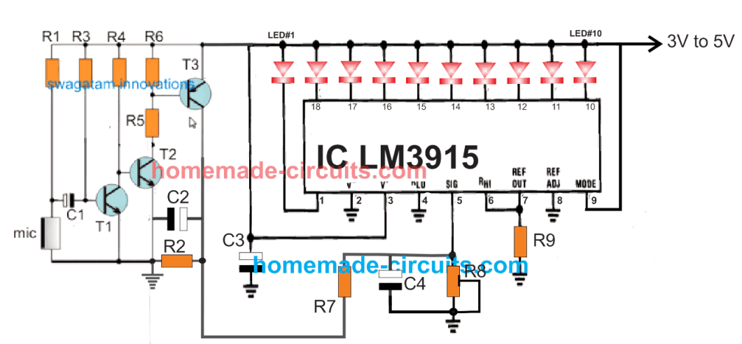 wireless VU music level indicator circuit