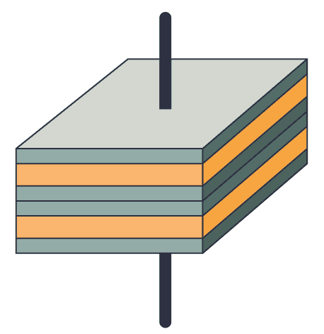 Two internal series capacitors