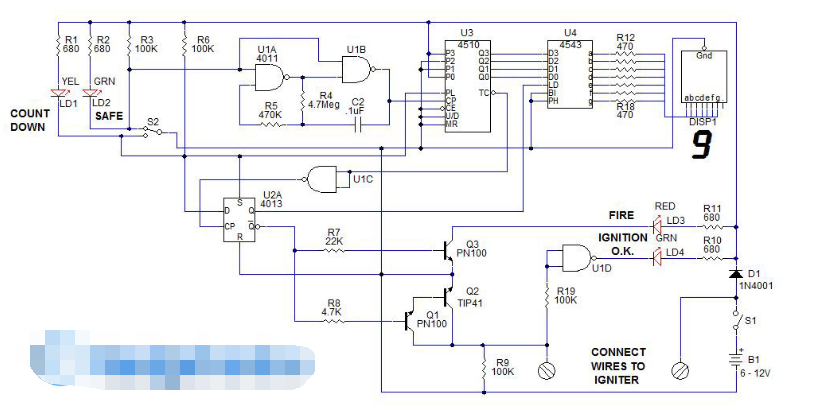 Model rocket launch controller circuit