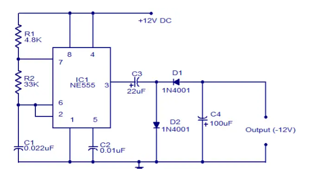 How to get negative voltage from positive voltage power supply, positive voltage to negative voltage method diagram