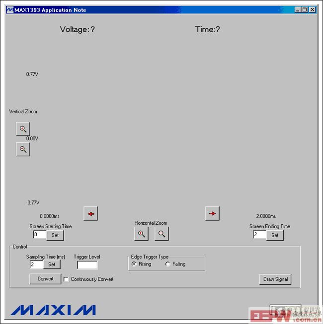MAX1393参考设计的Windows程序启动