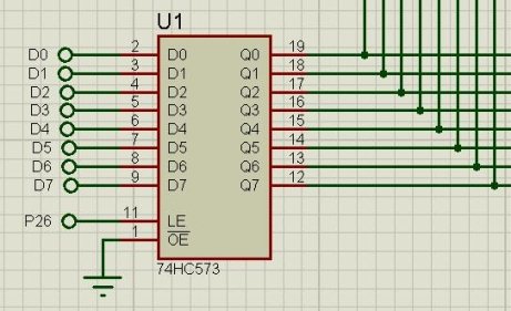 4 位选传输电路设计用一个74hc573锁存器,输入端