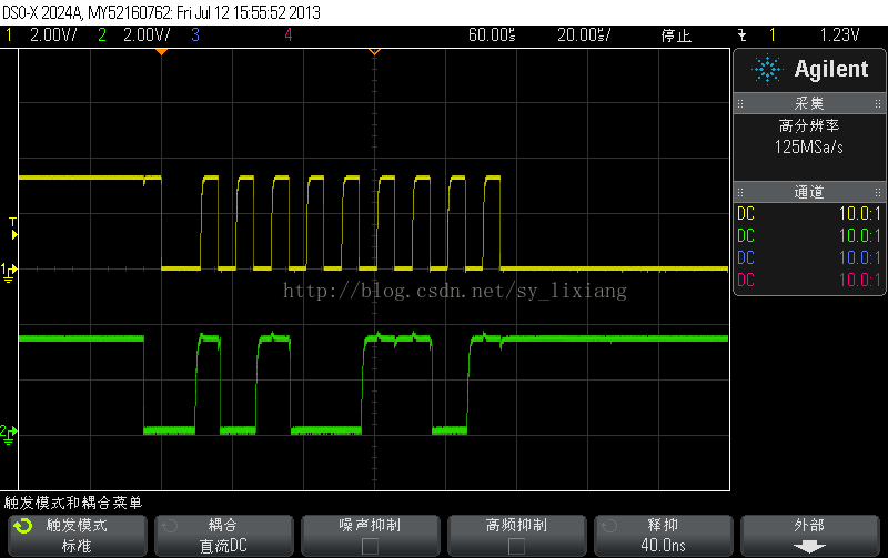 STM8L101-IIC接口操作M24LR64地址错误无ACK响应的波形