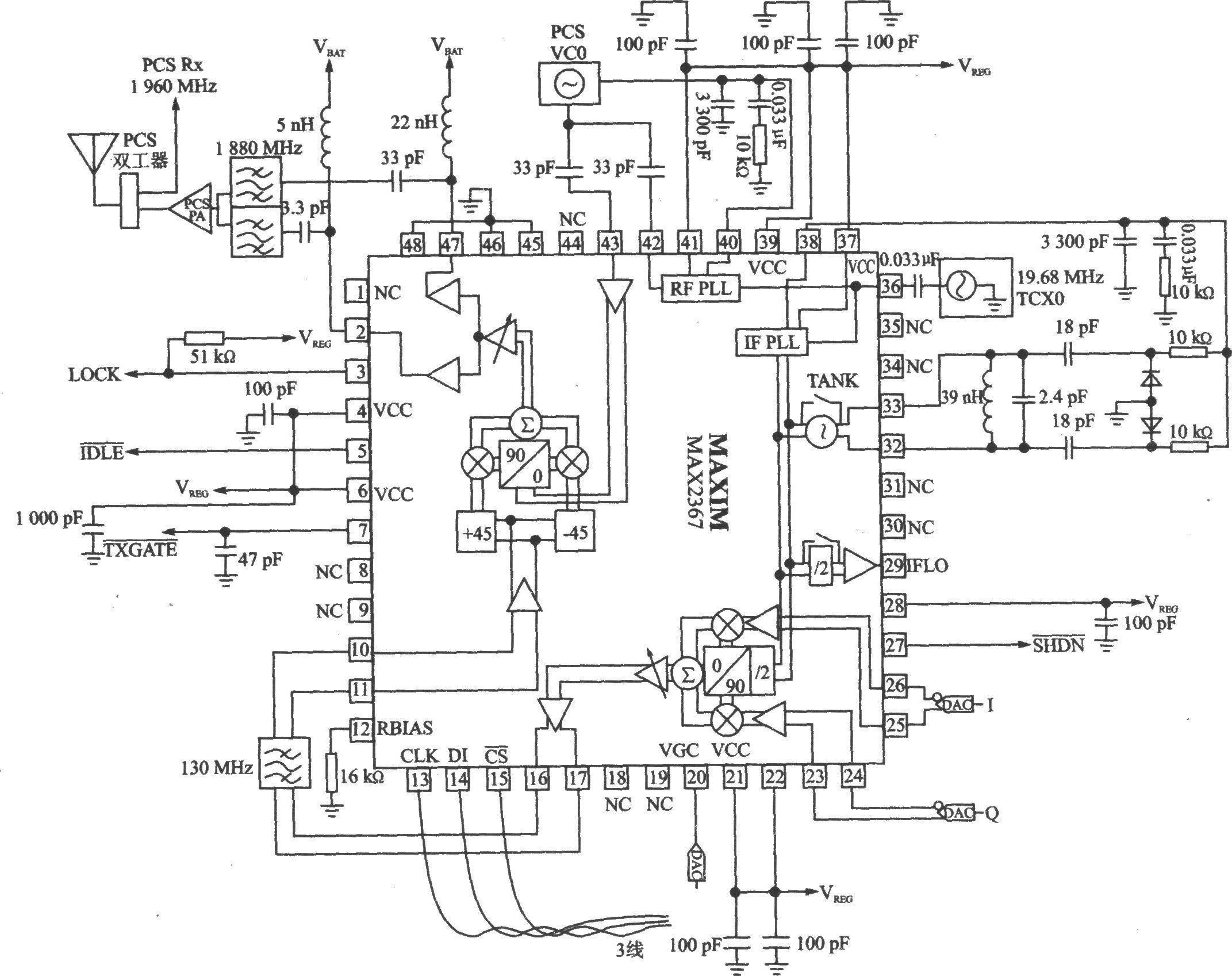 MAX2366/MAX2367/MAX2368 I/Q 2000-1700 MHz/1000-800 MHz dual-band