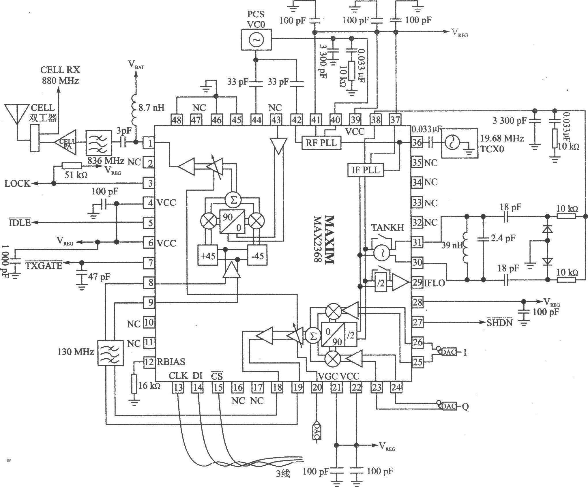 MAX2366/MAX2367/MAX2368 I/Q 2000-1700 MHz/1000-800 MHz dual-band