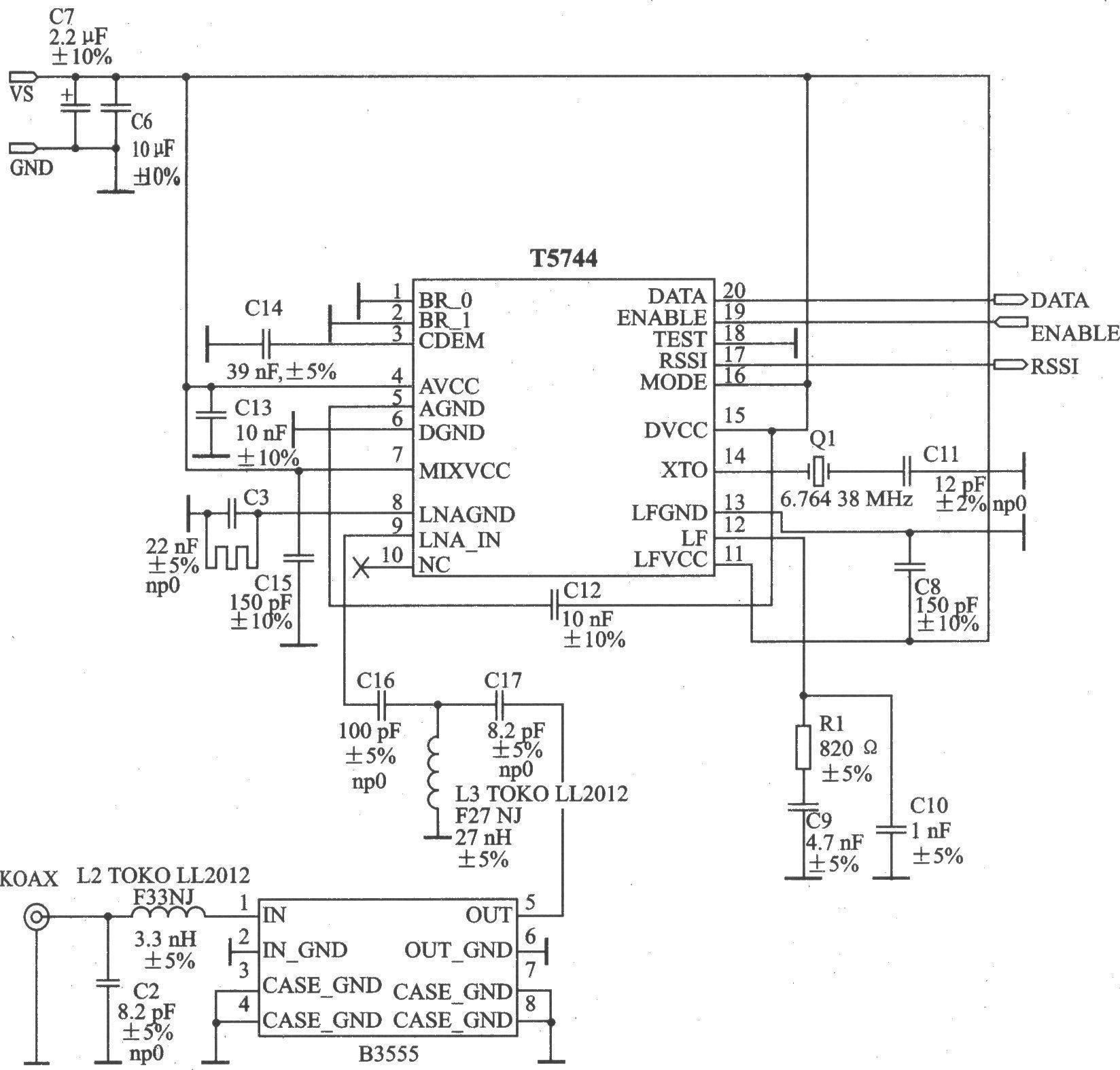 T5744 ASK 450～300 MHz Receiver