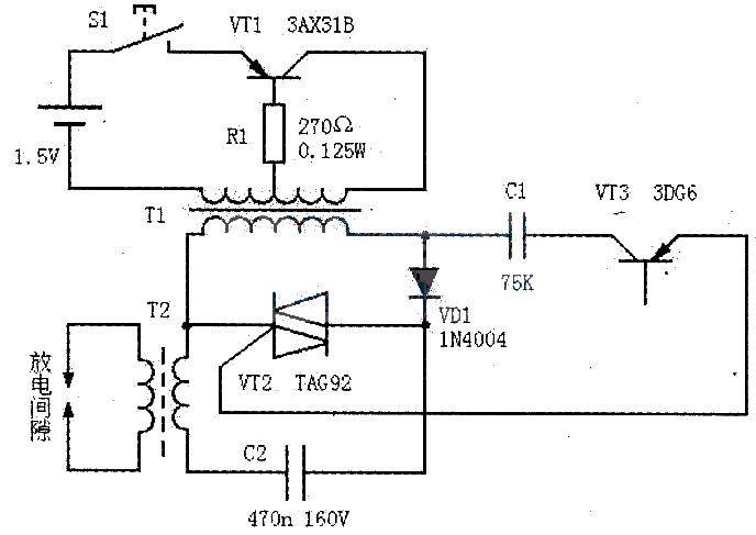 A gas stove igniter circuit