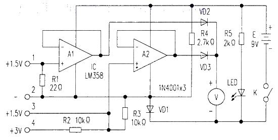LM358電池電量測試儀電路