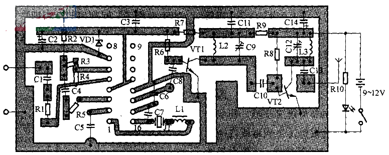 FM wireless transmitter assembled with MC2831A