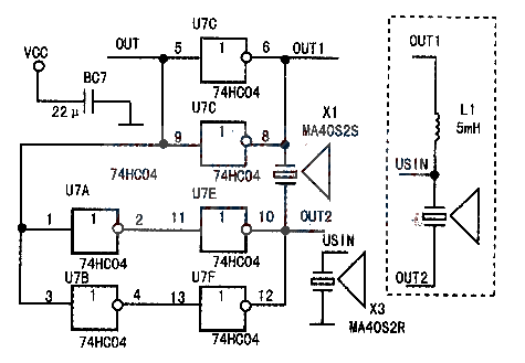 Ultrasonic electronic guide circuit Ultrasonic detector