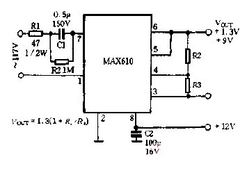 <strong><strong>输出电压</strong></strong>为1.3V-9V<strong><strong>电源电路图</strong></strong>.gif