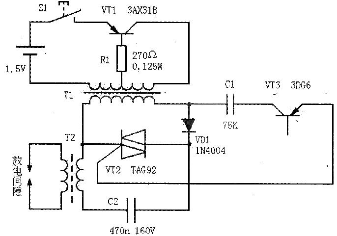 一款煤气灶点火器电路Electronic ignition