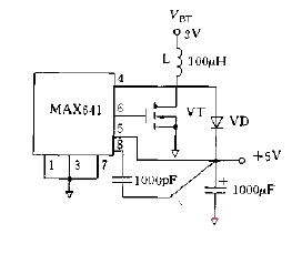 采用MAX641构成的<strong>升压变换器</strong>电路图.gif